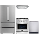 Cosmo 4 Piece, 30 Gas Range 30 Range Hood 24 Dishwasher & Wine Refrigerator COS-4PKG-254