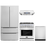 Cosmo 4-Piece, 30 Gas Range, Range Hood, Dishwasher and 48 Bottle Wine Cooler COS-4PKG-127