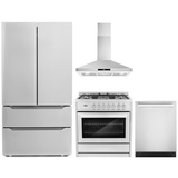 Cosmo 4-Piece, 36 Dual Fuel Range, 36 Range Hood, Dishwasher and Refrigerator COS-4PKG-073