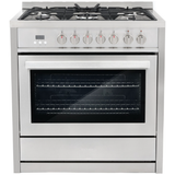 Cosmo 4-Piece, 36 Gas Range, 36 Range Hood, 24 Dishwasher and Refrigerator COS-4PKG-026